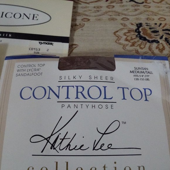 Lot 3 pair NOS Pantyhose M/L Tan Bone Coffee - Picture 3 of 7